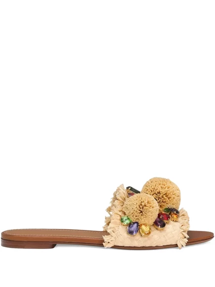 Горки из рафии с помпонами от Dolce & Gabbana neutrals