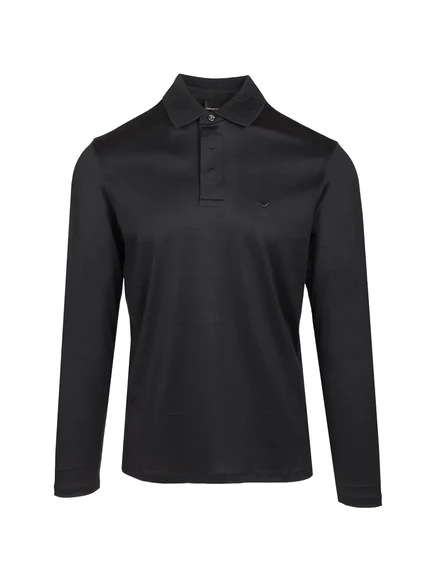 Мужское поло Emporio Armani с длинным рукавом, синее