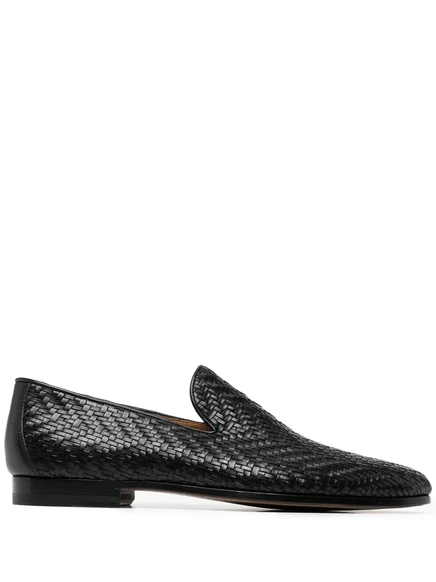 Кожаные мокасины Magnanni с переплетением нитей black