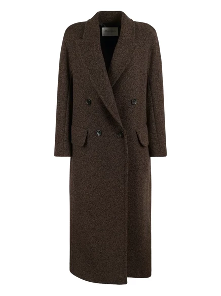 Женское двубортное пальто Max Mara тедди, коричневое