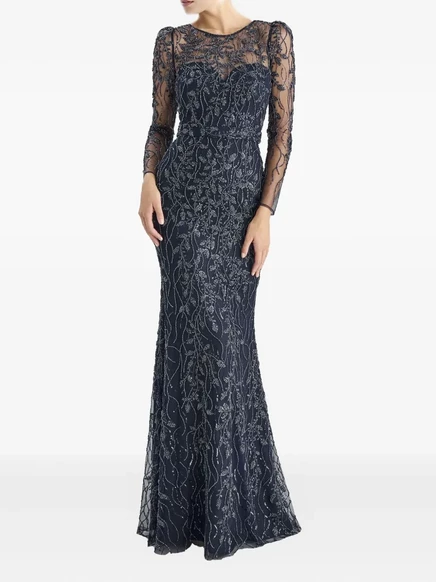 Платье PRONOVIAS PARTY EDIT с украшением и длинным рукавом black