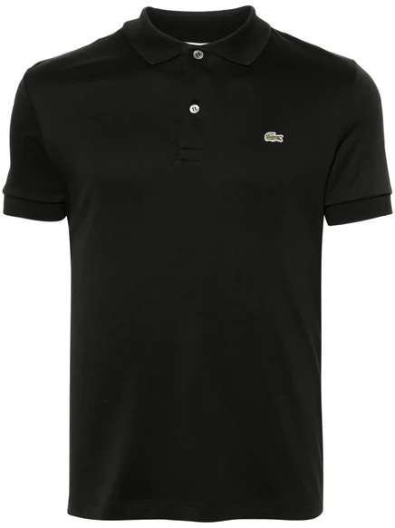 Мужское поло Lacoste с нашивкой логотипа, черное