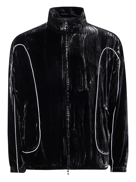 Спортивная куртка Diesel из бархата с контрастной окантовкой black