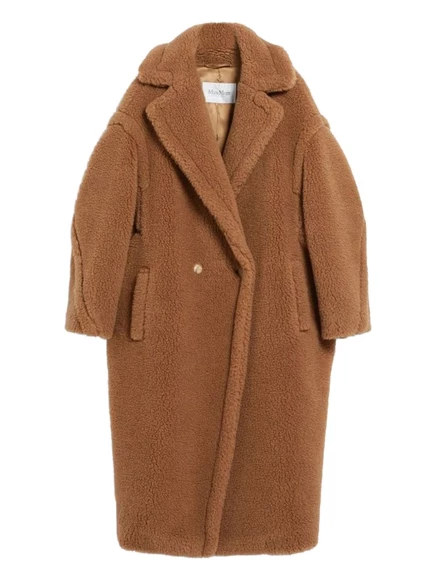 Женское двубортное пальто Max Mara Teddy, коричневое