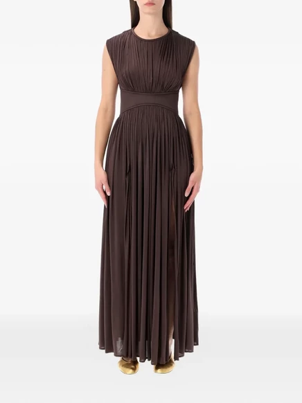 Женское платье Zimmermann Hypnotic в плиссе, коричневое
