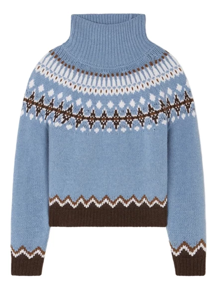 Свитер-водолазка Alanui Sweet Winter fair isle с высоким воротом blue