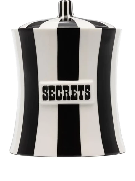 Керамическая банка Jonathan Adler Vice Secrets в полоску, черно-белая