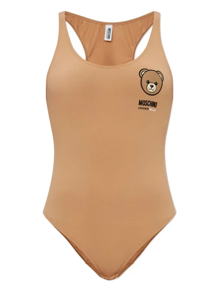 Женское боди Moschino Teddy Bear с принтом, коричневое