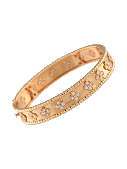 Браслет с бриллиантами Van Cleef & Arpels из розового золота 18 карат и клевера pink