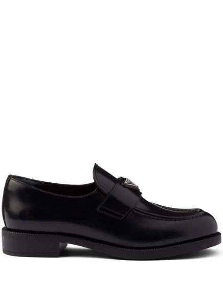 Кожаные мокасины Prada шоколадного цвета black