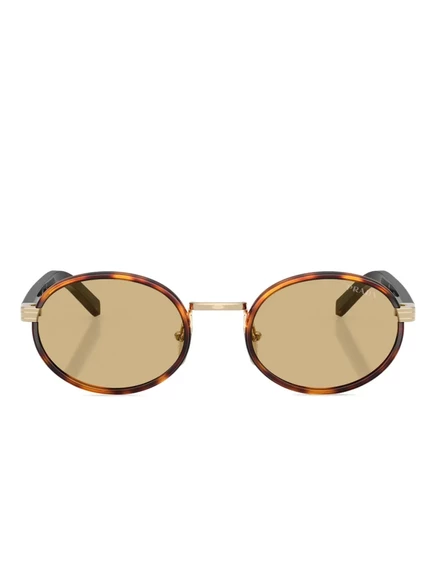 Солнцезащитные очки в круглой оправе из черепахового панциря Prada Eyewear green