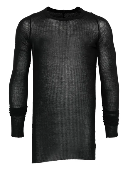 Мужская футболка Rick Owens длинная рифлёная, черная