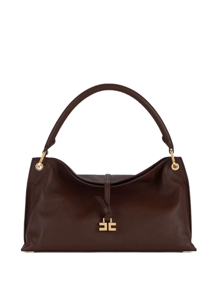 Кожаная сумка Elisabetta Franchi medium Boulevard из натуральной кожи brown