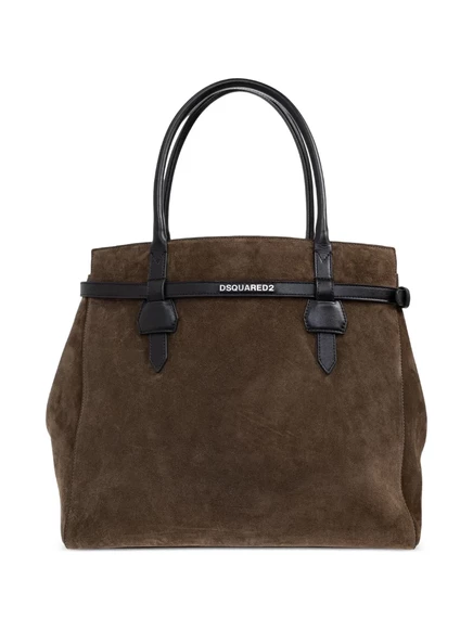 Двойная сумка через плечо из замши с кожаной отделкой DSQUARED2 brown