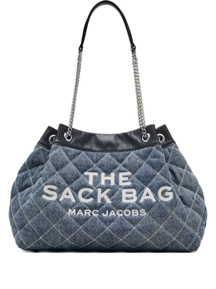 Большая стеганая джинсовая сумка Marc Jacobs из денима на цепочке blue