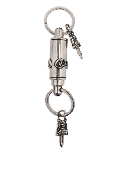 Мужской брелок Chrome Hearts Valet с кинжалом, серебристый