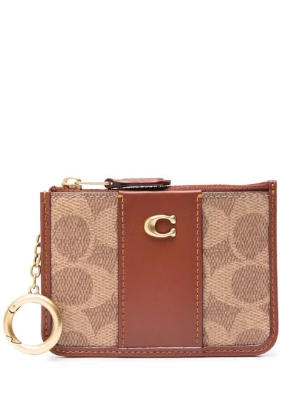 Женский кейс Coach Mini Skinny из холста и кожи, коричневый