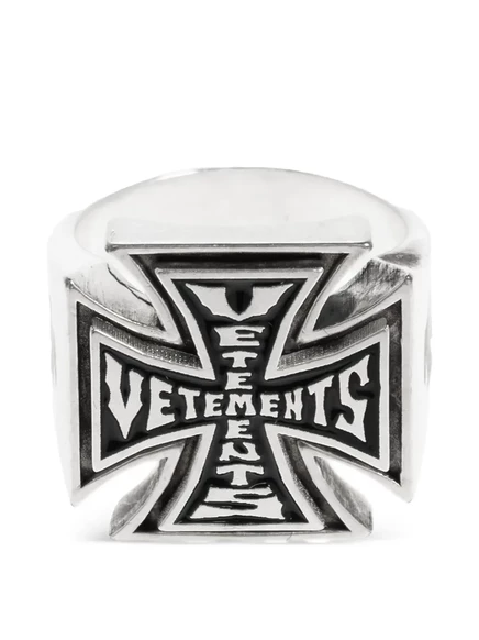 Унисекс перстень VETEMENTS с крестом, серебристый