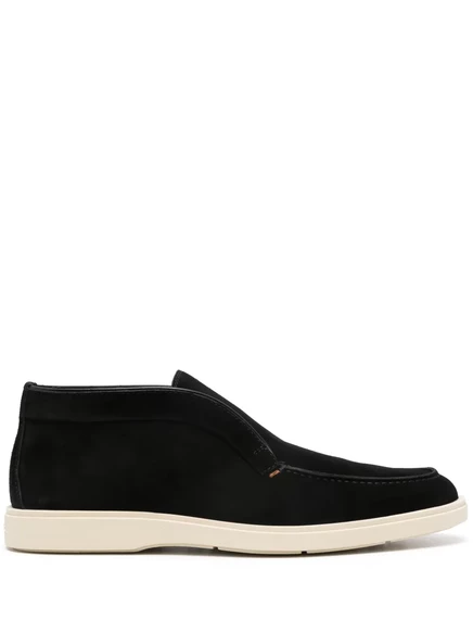 Мужские замшевые ботинки Santoni без шнуровки, черные