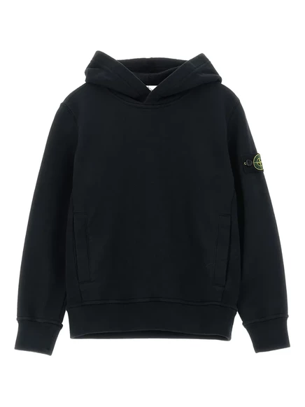 Детское худи Stone Island Junior с нашивкой Compass, черное
