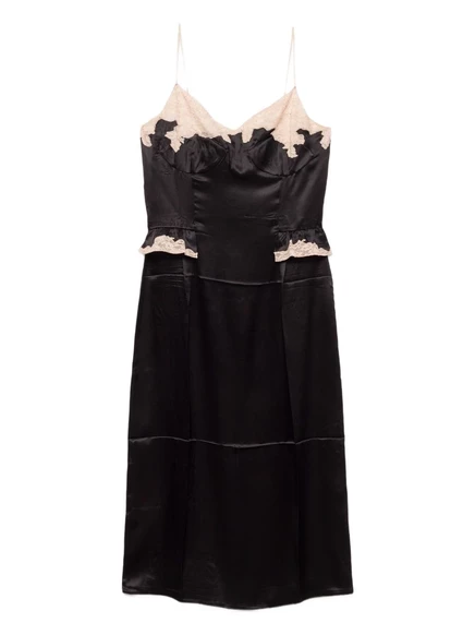 Платье миди с кружевными деталями от Prada black