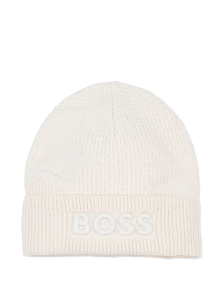 Шапочка с логотипом BOSS Kidswear в рубчик white