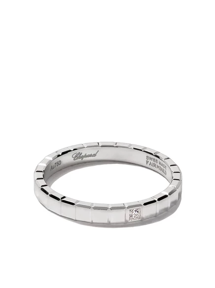 Кольцо Chopard Ice Cube 18K с бриллиантом, серебристое