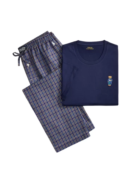 Мужская пижама Polo Ralph Lauren с медведем, синяя