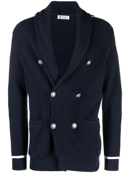 Мужской кардиган Brunello Cucinelli двубортный, синий