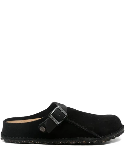 Унисекс шлепанцы Birkenstock Lutry кожаные с пряжкой, черные