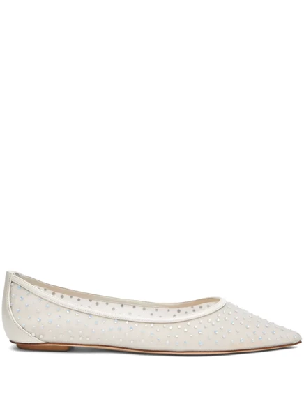 Балетные туфли из сетки Stuart Weitzman Emilia, украшенные кристаллами white