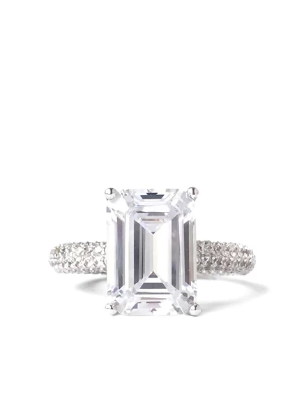Женское кольцо Izabel Display Mega Rectangle с белым камнем, позолота 18K