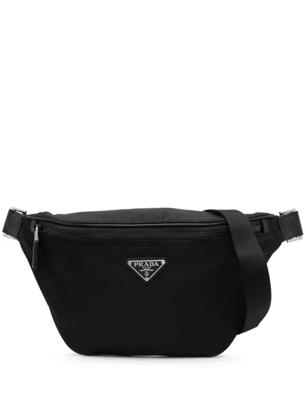 Мужская поясная сумка Prada Re-Nylon с эмалевым логотипом, черная