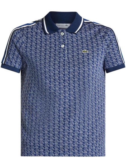 Женское поло Lacoste хлопковое с вышитым логотипом, синее