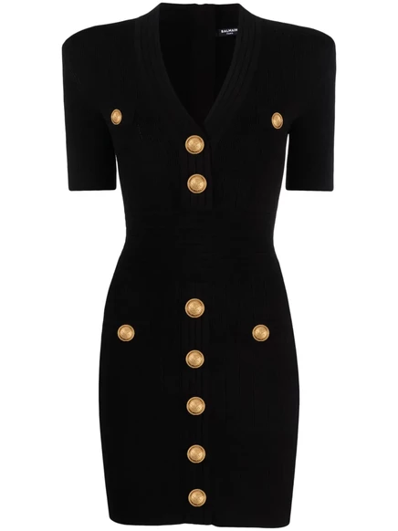 Женское мини-платье Balmain вязаное, черное
