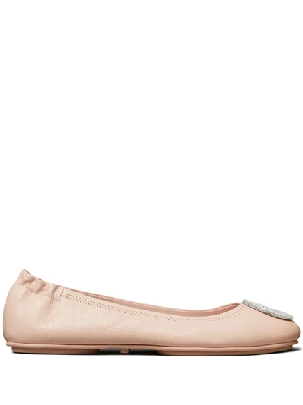 Кожаные балетные туфли Tory Burch Minnie Travel из натуральной кожи pink