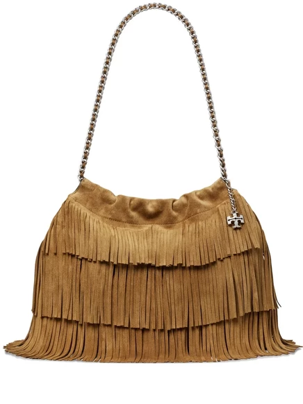 Женская сумка Tory Burch Fleming из замши, коричневая