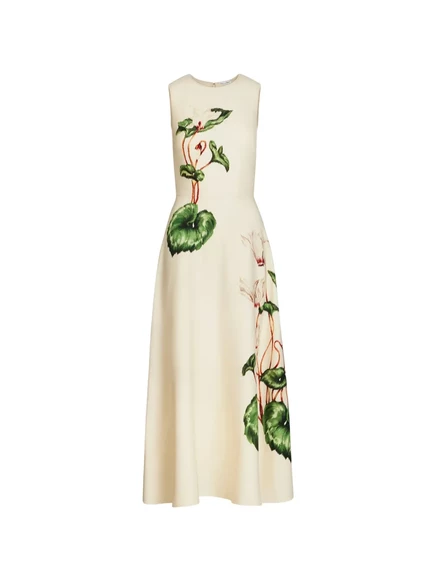 Женское макси-платье Oscar de la Renta цветочное, бежевое