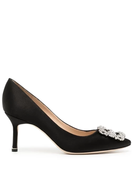 Туфли-лодочки Manolo Blahnik 70 мм Hangisi с хрустальной пряжкой black