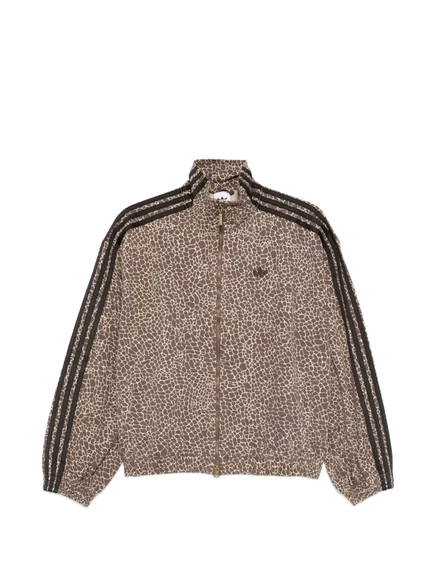 Женская короткая куртка Adidas с анималистичным принтом, коричневая
