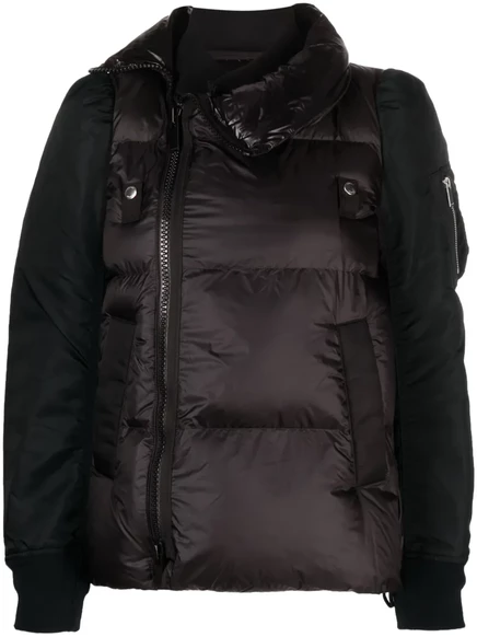 Женская пуховая куртка Sacai на молнии, черная