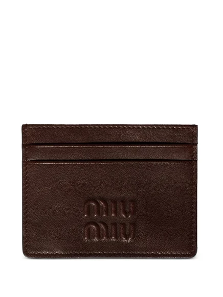 Женский футляр для карт Miu Miu из наппы, коричневый