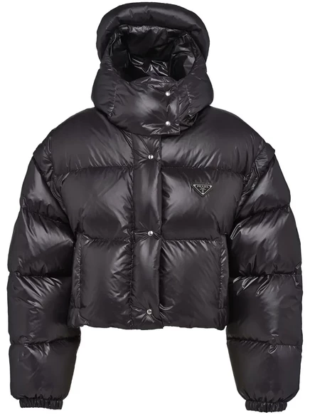 Пуховик Prada Re-Nylon с откидным верхом black