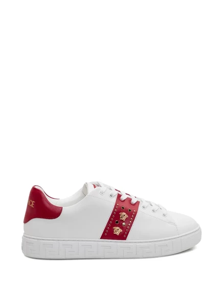 Мужские кеды Versace Greca с заклепками, белые