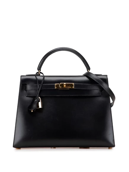 Сумка из телячьей кожи Kelly Sellier 32 от Hermès, бывшая в употреблении в 1998 году black