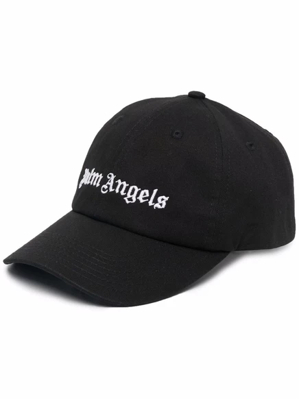 Мужская хлопковая кепка Palm Angels с вышитым логотипом, черная