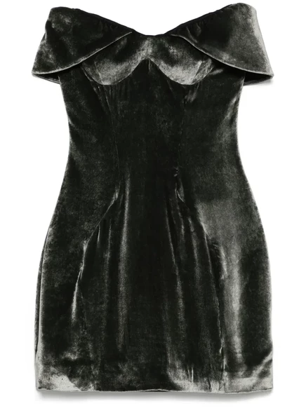 Бархатное мини-платье Mugler, серое