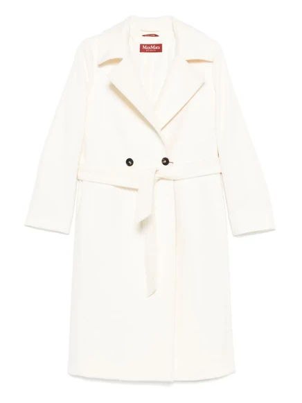 Женское двубортное шерстяное пальто Max Mara, белое