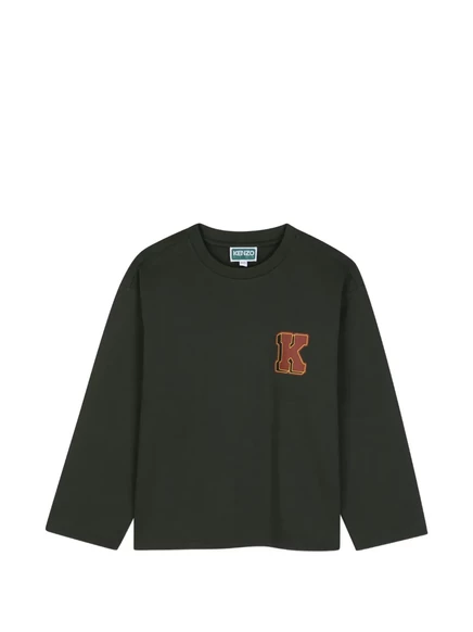 Детская футболка Kenzo Kids с длинным рукавом, зеленая