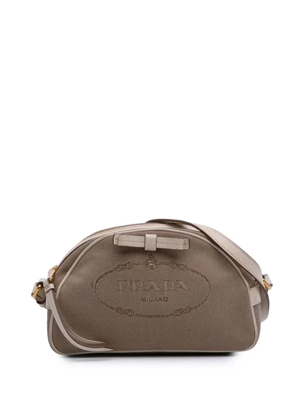 Холщовая сумка через плечо Canapa с логотипом Prada, бывшая в употреблении в 2013-2025 годах brown